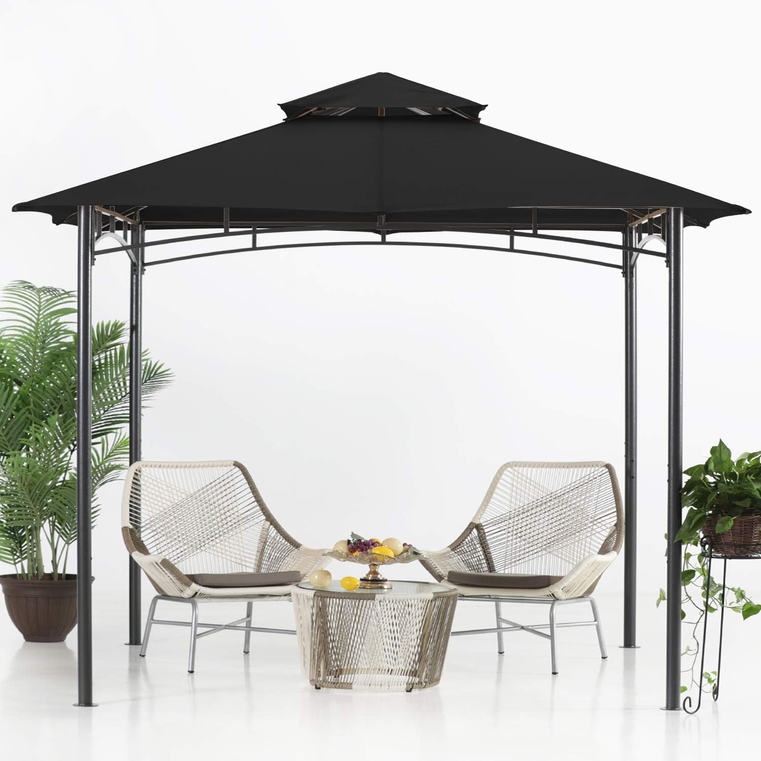 ABCCANOPY Gazebos for Patios 8x8 - Outdoor Steel Frame Gazebo for Lawn Backyard Garden Deck (Black)