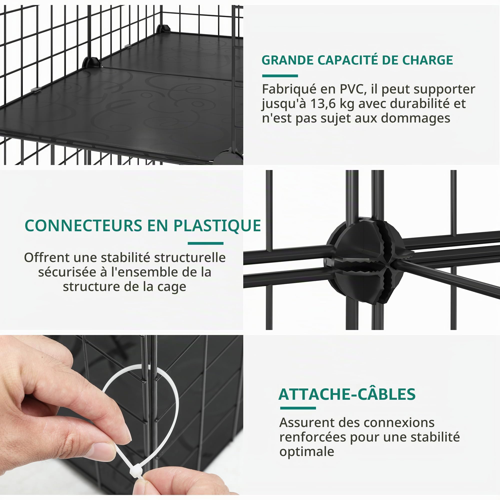 YITAHOME Grande Cage pour Chat, Enclos d'Intérieur pour Chat avec Balcon, Parc pour Animaux de Compagnie, Métal Amovible, Chenil pour 1 à 3 Chats, Furet, Lapin, Camping, 106 x 71 x 106 cm