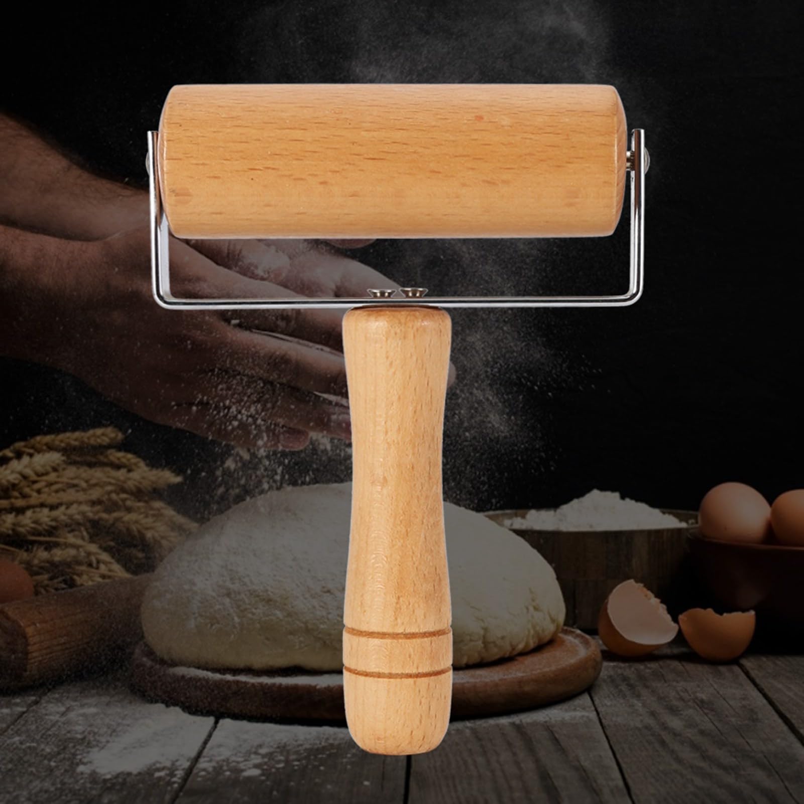 Rodillo pequeño de madera, rodillo de madera para pizza, antiadherente, tipo T, para cocina, prensa de masa de pizza, 4.7 x 6.5 in 8