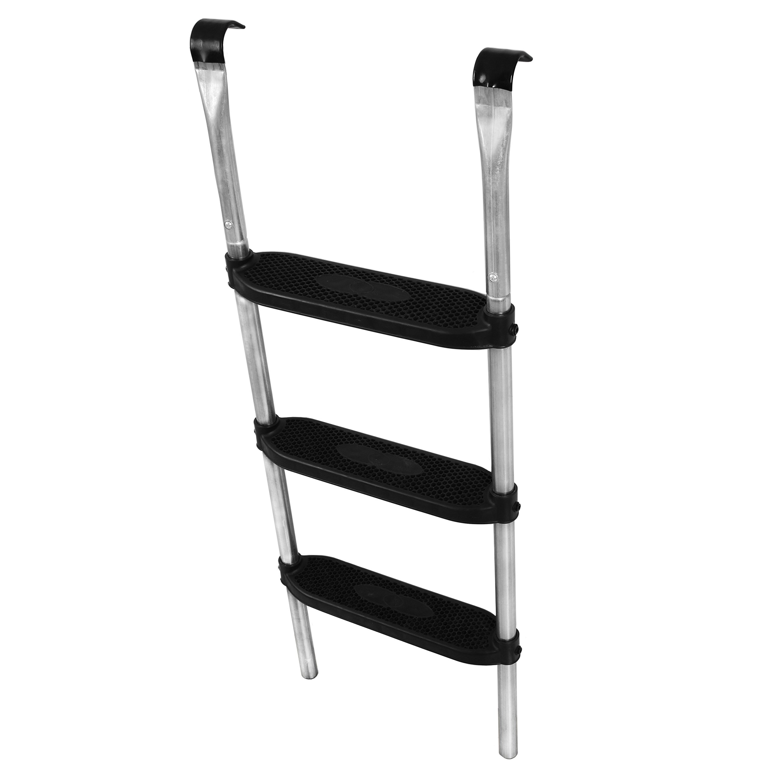 Ampel 24 Trampolin Leiter, 110 cm lang, Silber | Treppe mit 3 Breiten Stufen, praktischer Einstieg für große Gartentrampoline