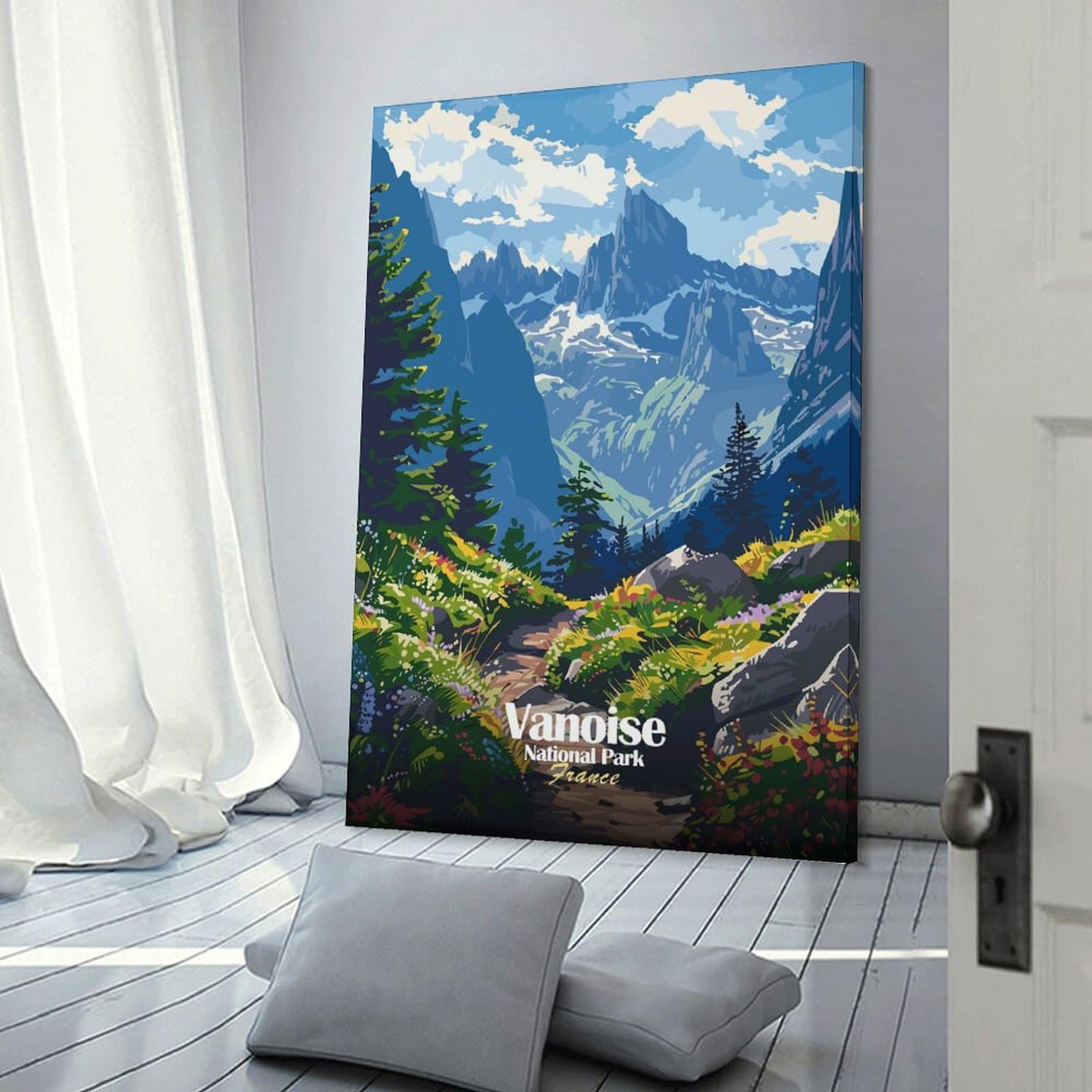 Junmoney Vanoise National Park France Landscape Canvas Wall Decor 24x36inch(60x90cm), for Corridors, Hallways Or Apartment Entries, A Stylish Accent for Home Entrances