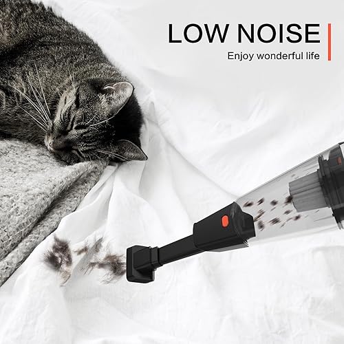 Miniatura 7 de Hihhy Aspiradora de mano, aspiradora de mano inalámbrica para automóvil, pequeña aspiradora portátil recargable de 9000 pa de alta potencia con 2