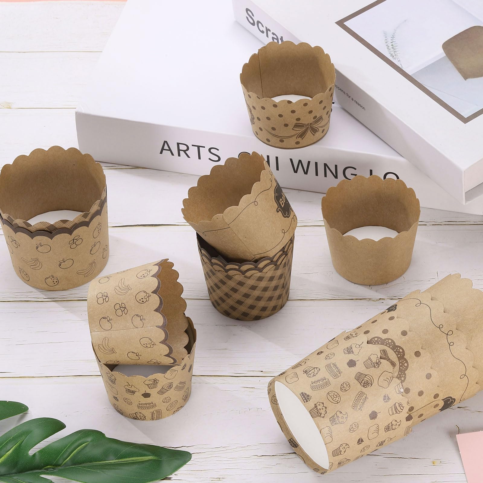 QUARKZMAN 150Pcs Moule à Cupcakes en Papier 6Oz en Papier Kraft Brun
