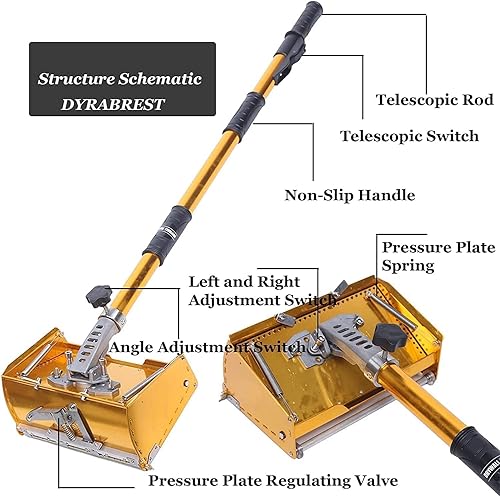 Miniatura 3 de Caja de acabado plano de paneles de yeso de 9.8 '' con mango de 40 ''-63.8 '' 120 ° ajustable de alta capacidad de acabado caja de acabado