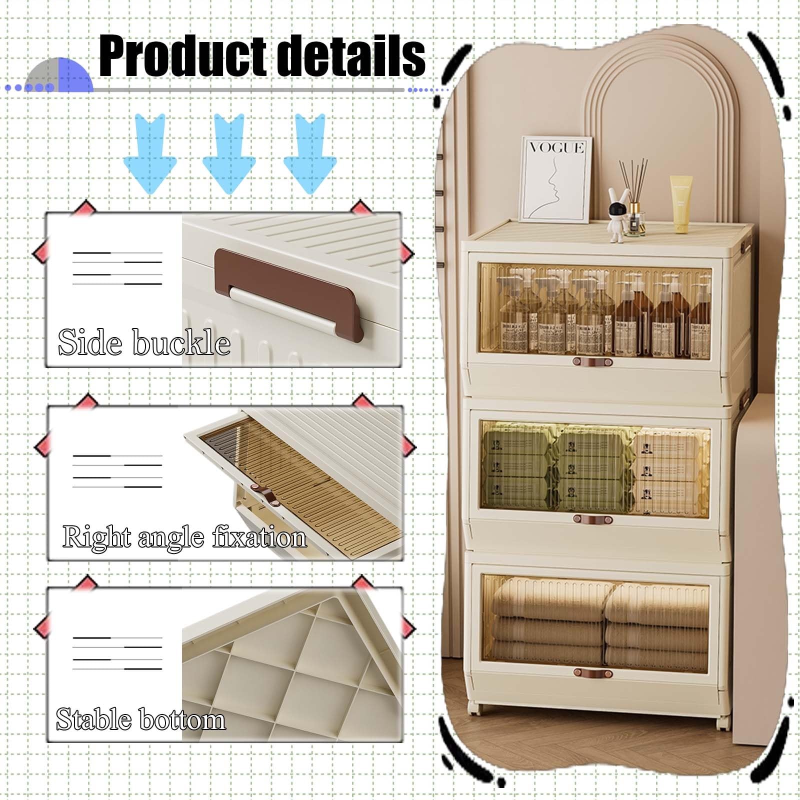 Scatole Di Archiviazione Pieghevoli, Scatole Di Archiviazione Con Coperchi, Contenitori Mobili Pieghevoli Per Giocattoli E Vestiti, Cassettiera In Plastica Per Organizzare Abiti/giocattoli/libri ( Col