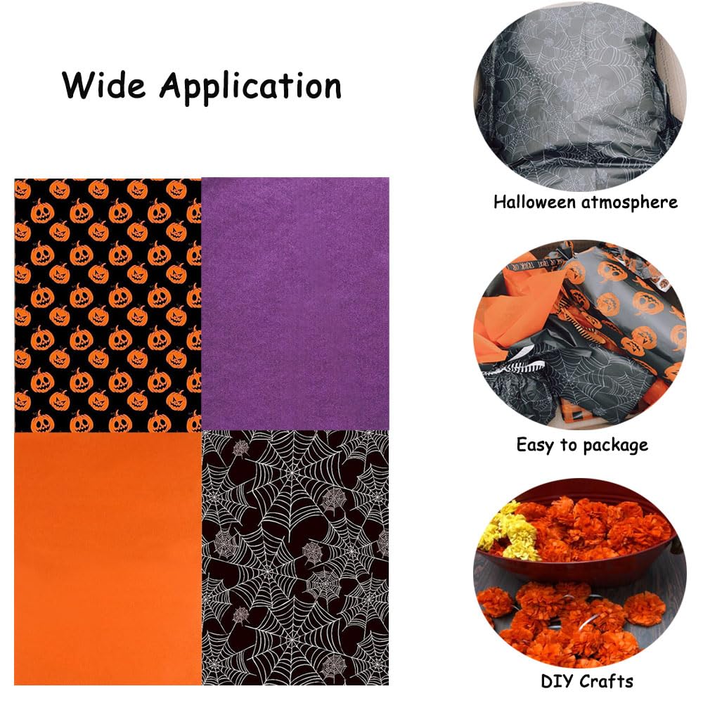 Carta Velina Di Halloween - 30 Fogli 35x50 Cm, 5 Stili Con Zucche, Fantasmi, Teschi, Per Decorazioni E Fai-Da-Te