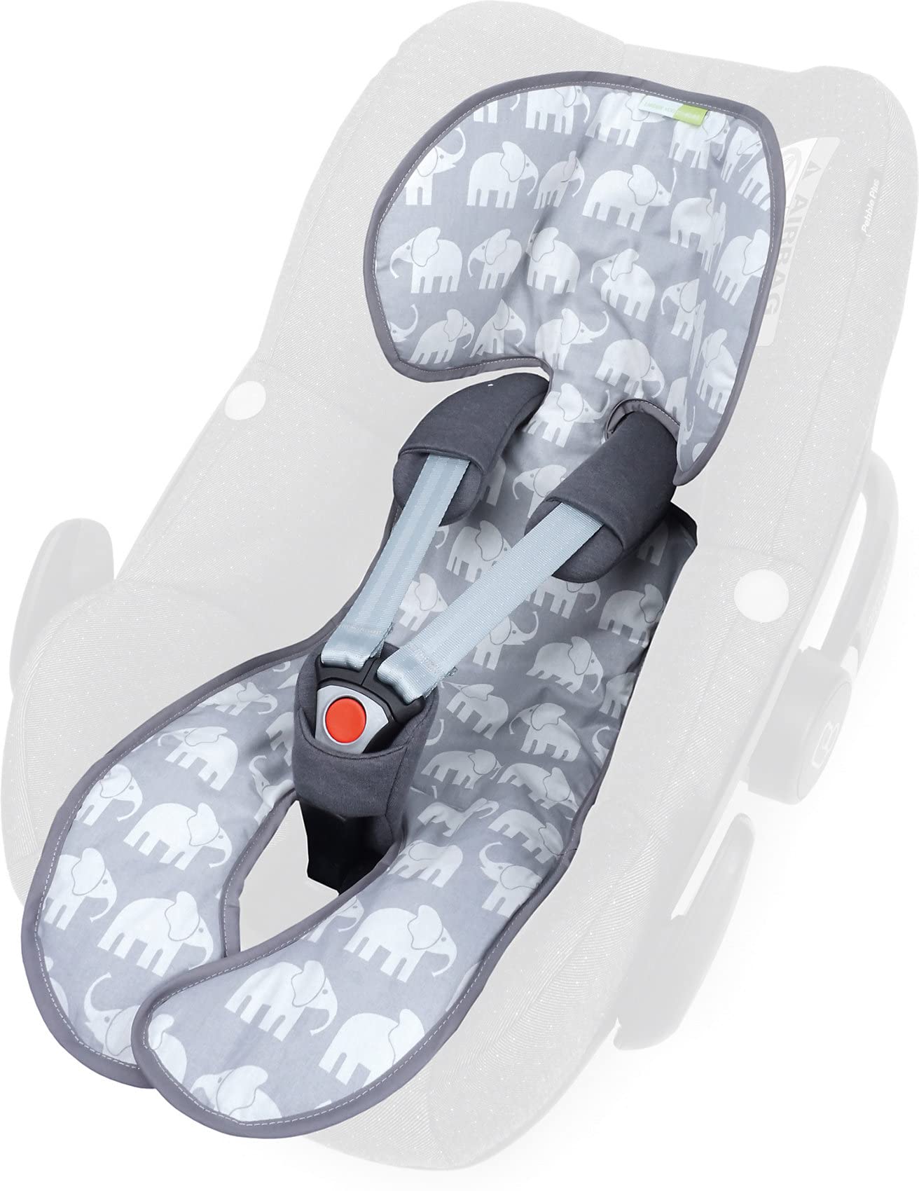 Sitzauflage Lola für Babyschalen Gruppe 0 mit Easy-Out Gurtsystem | Kühlt durch Luftzirkulation | Alternative zum Sommerbezug | Atmungsaktiv & Waschbar | Baumwolle | 26 x 75 cm