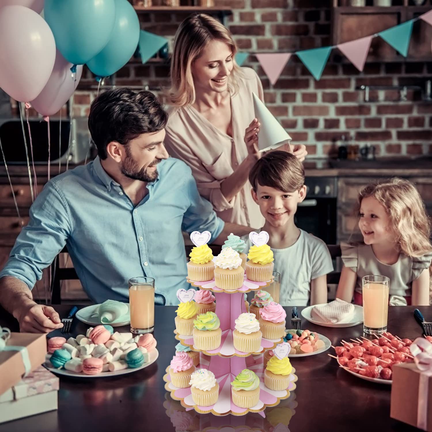 YX034 Espositore per torta in cartone animato con ripiano per cupcake