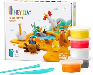 HEY CLAY Farm Birds Set Air Dry Clay Kit 15 cans and Sculpting Tools with Fun Interactive Instructions App