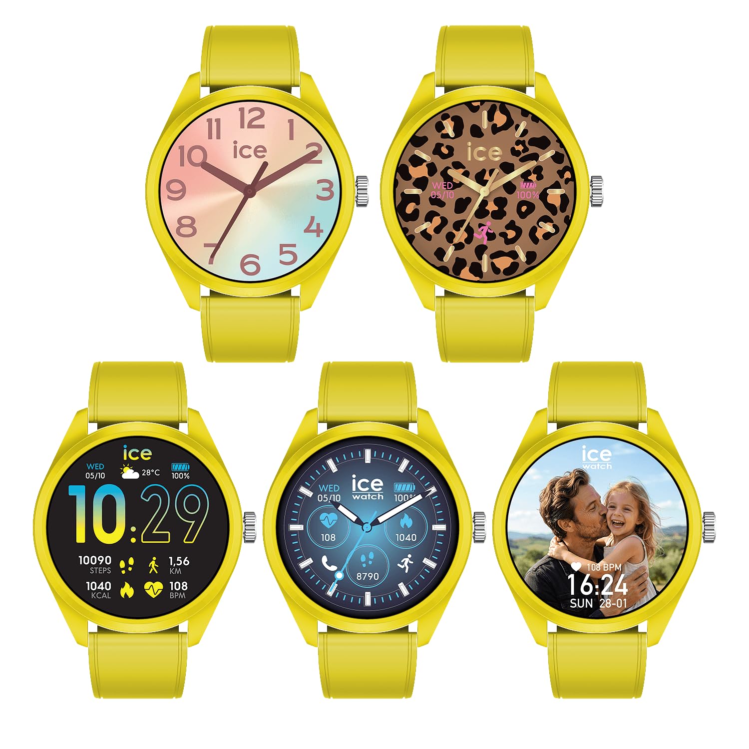 Ice-Watch - ICE smart forever Rose-gold Black - Smartwatch żółty z silikonowym paskiem - 026218 (1.32 cala / 42mm)