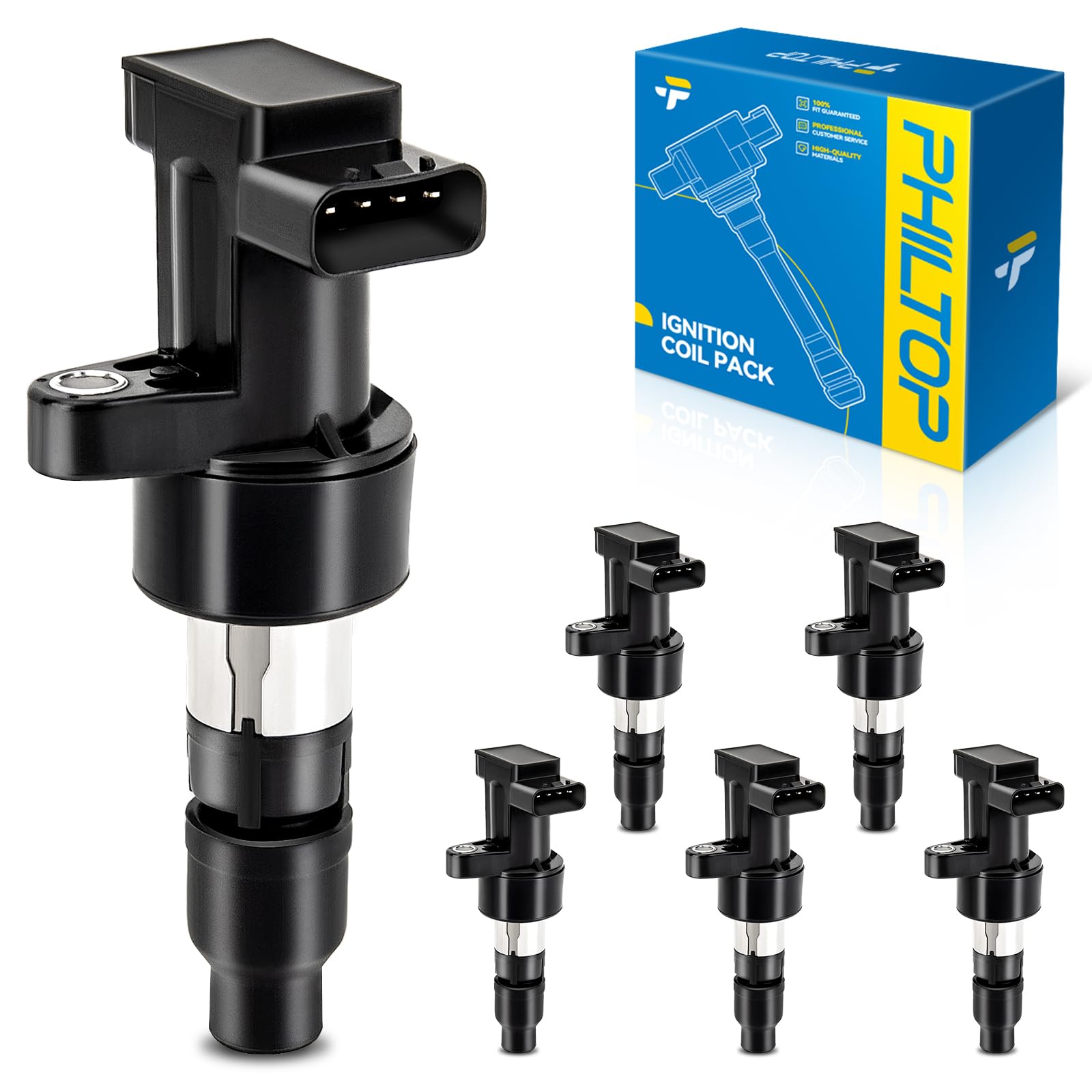 PHILTOP UF435 Ignition Coil Pack, Compatible with X-Type 2002-2008, S-Type 2003-2008 3.0L