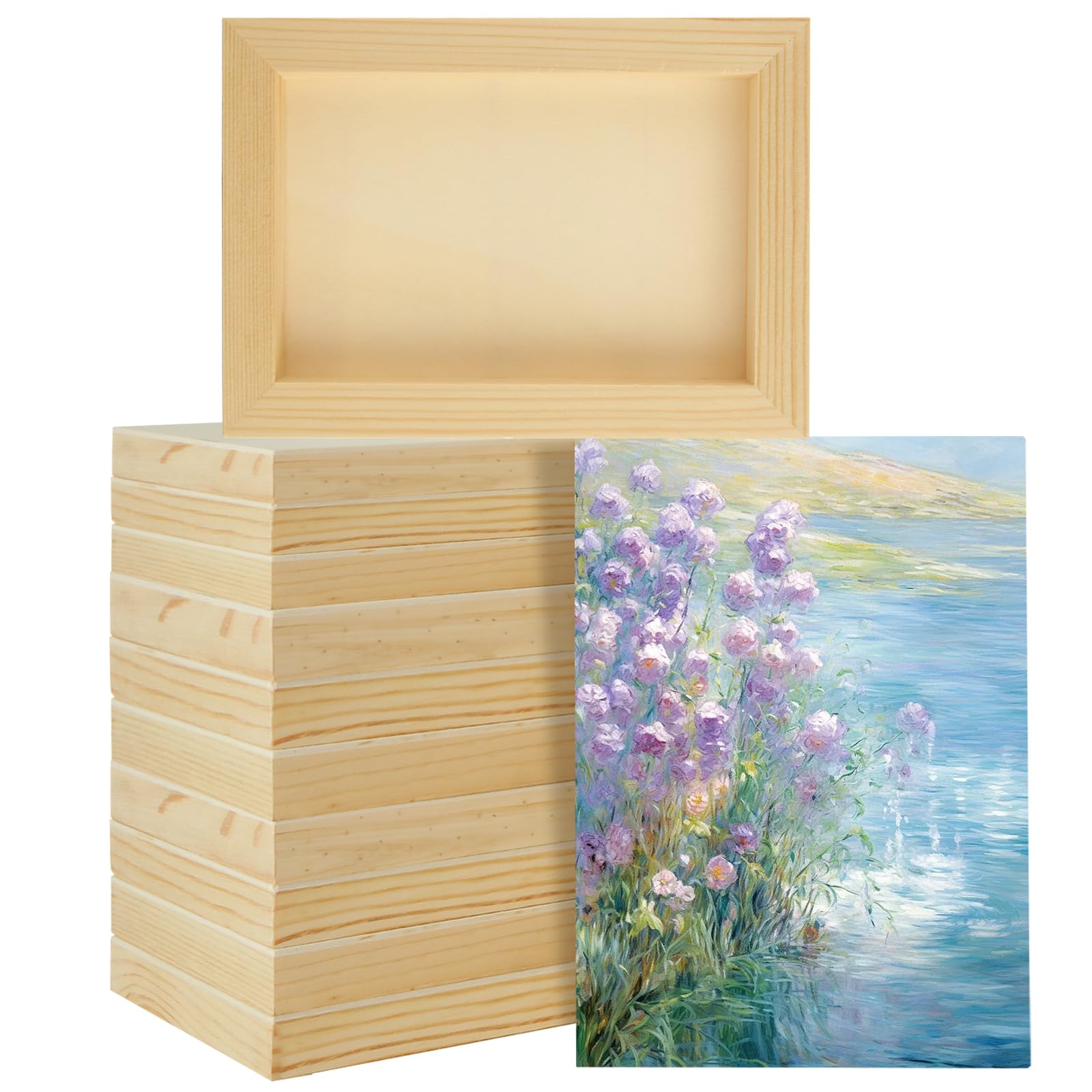SHUESS 12 Pack Wood Canvas 5'' x 7'' Wood Panels for Painting, Unfinished Wood Cradled Painting Panel Boards for Arts & Craft, Wooden Canvas Panels
