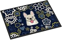 Vista 105 de Caroline's Treasures BB1449JMAT - Tapete de bienvenida de carlino negro, 24 x 36 pulgadas, tapete azul para puerta delantera, para interiores