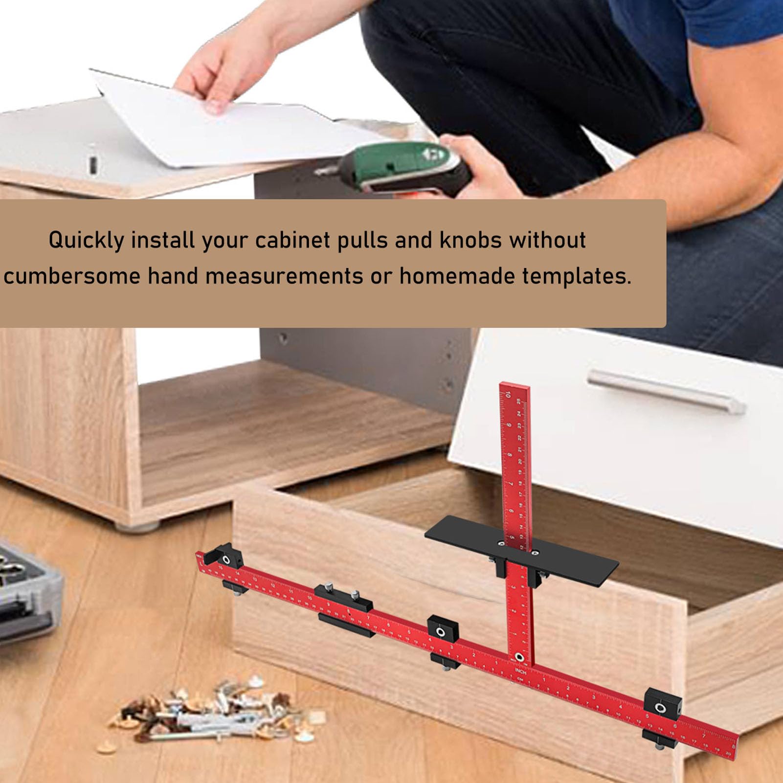 Cabinet Hardware Jig Adjustable Drill Guide For Installation Door And Drawer Front Handles And Knobs Punch Locator Jig Tools