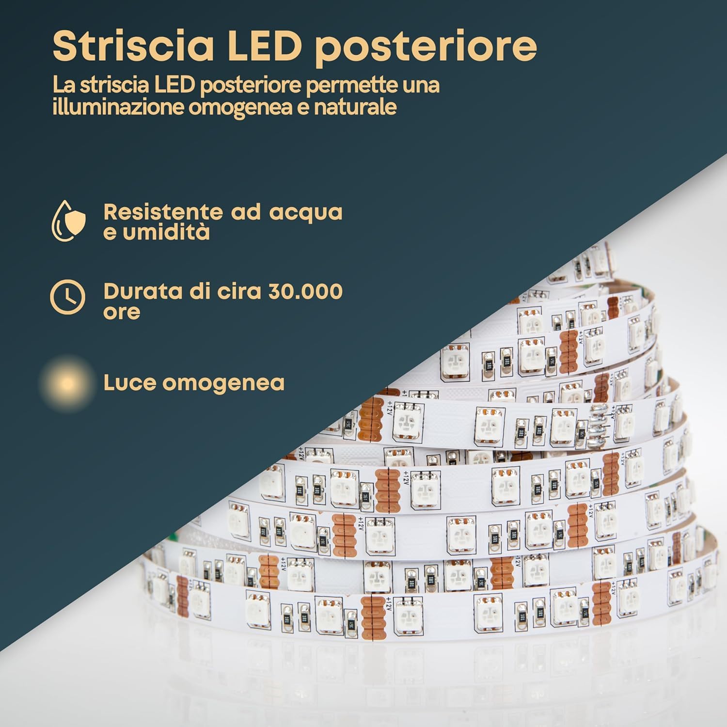 Specchio Bagno LED Rotondo FAST Ø80 cm, Specchio Retroilluminato Specchio per Bagno 4000K, Specchio Rotondo con Antiappannante, Bluetooth e tasto touch - IP20