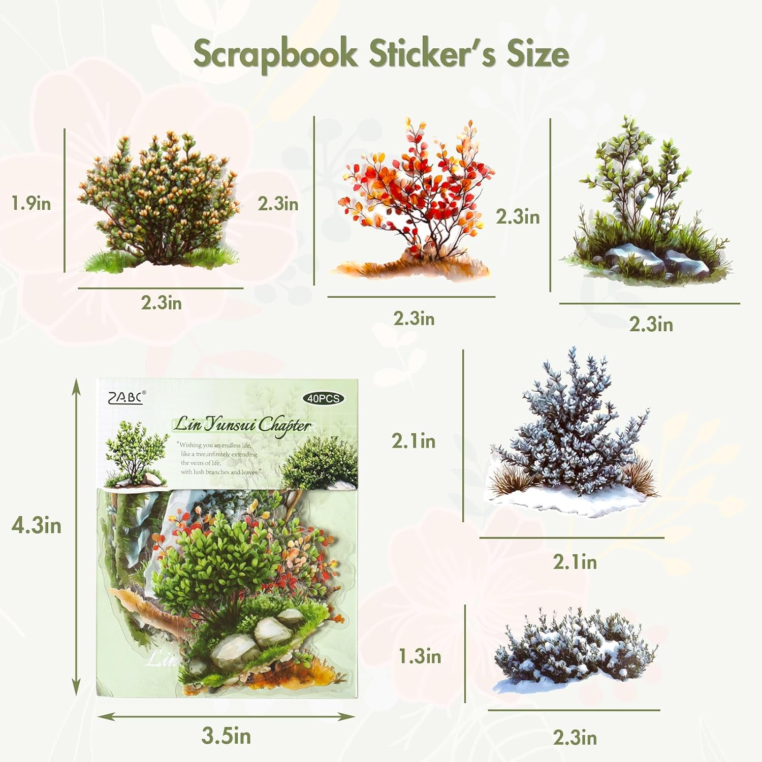 Transparent Flower Stickers for Scrapbooking - 240 Pcs Aesthetic Botanical & Floral Stickers for Scrapbook Supplies, Junk Journal Supplies, Card Making and DIY Craft