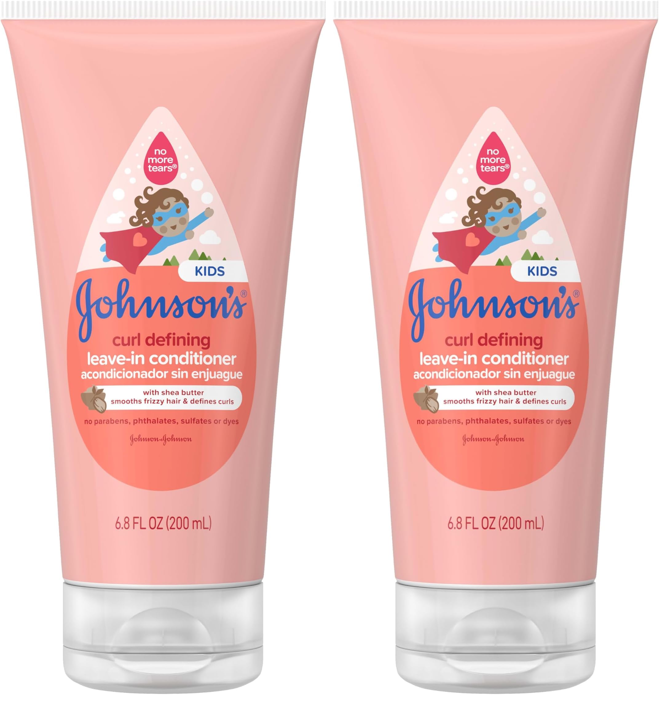 Johnson's BabyCurl Defining Tear-Free Kids' Leave-in Conditioner with Shea Butter, Paraben-, Sulfate- & Dye-Free Formula, Hypoallergenic & Gentle for Toddlers' Hair, 6.8 fl. Oz (Pack of 2)