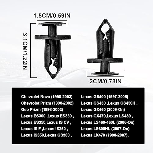 Miniatura 2 de 200 clips de parachoques para automóvil, clips universales de plástico, tamaños más populares, clips de remache de repuesto para GM, Ford, Toyota,