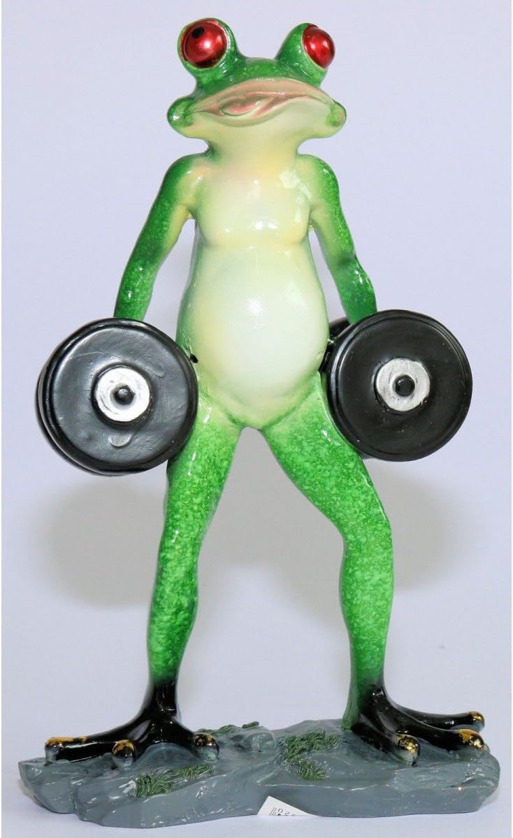 FROG GYM JUNKIE FROG WITH DUMBBELLS BOXING FROG REALLY CUTE 20CM - Brighten up your Garden