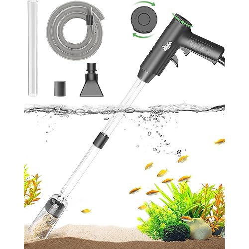 AQQA Aquarium Gravel Cleaner, 4-in-1 Upgrade Suction Power Manual Fish Tank Gravel Vacuum Cleaner Tools for Aquarium Water Changer with Water Flow Adjustment Use for Fish Tank Cleaning Gravel Sand