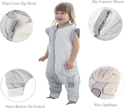 Miniatura 3 de Saco de dormir para bebé y niño, manta con pierna de algodón natural movible de manga larga para niños pequeños sacos de dormir grandes 5T 7T traje