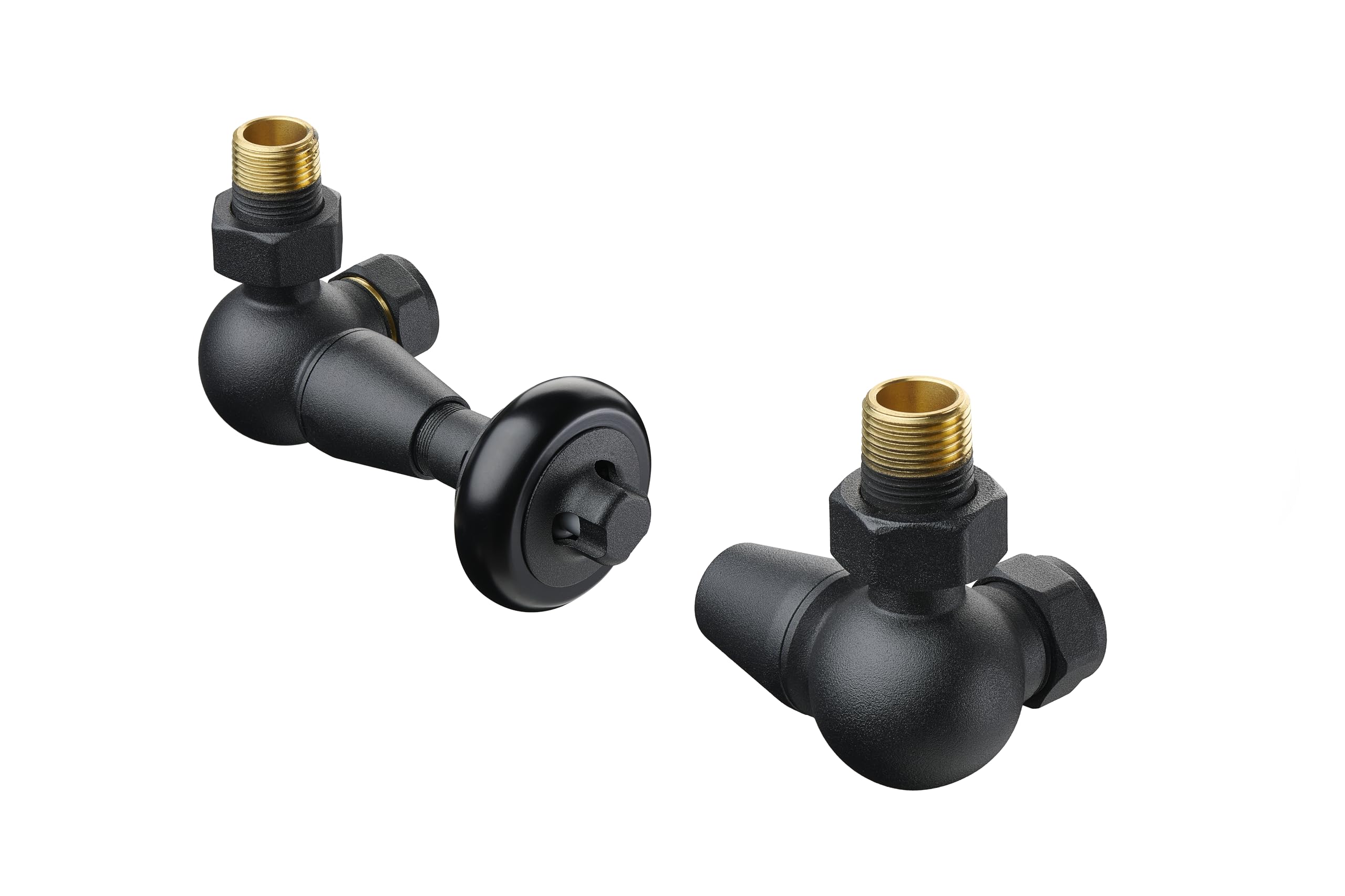 Accessory Valves Terma Traditional, Thermostatic, Left Or Right Sided, 3-Axis (Corner) Trv & Lockshield Set, Matt Textured Black