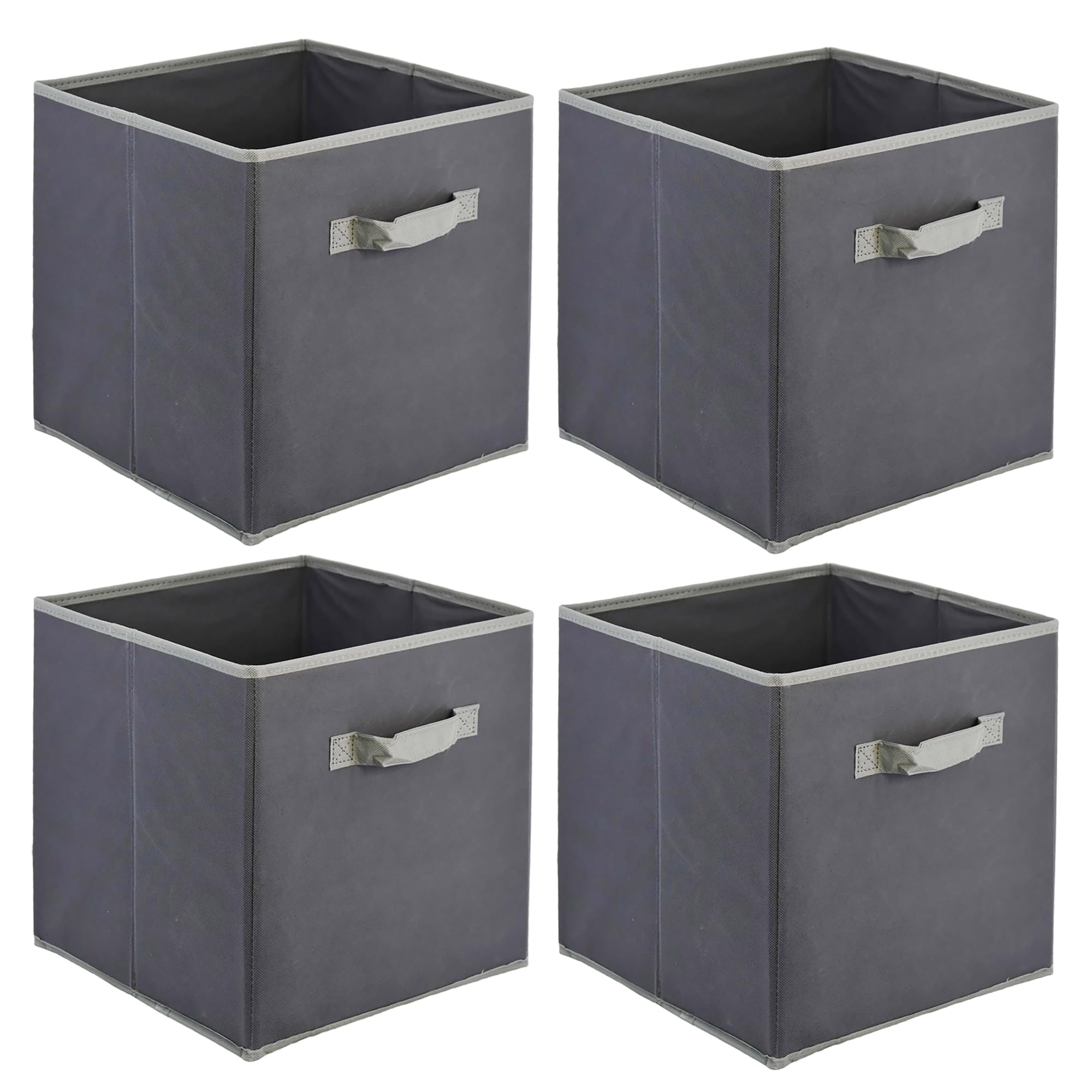 Geezy (4) Storage Boxes Foldable Square Canvas Collapsible Folding Fabric Cubes Box Toys