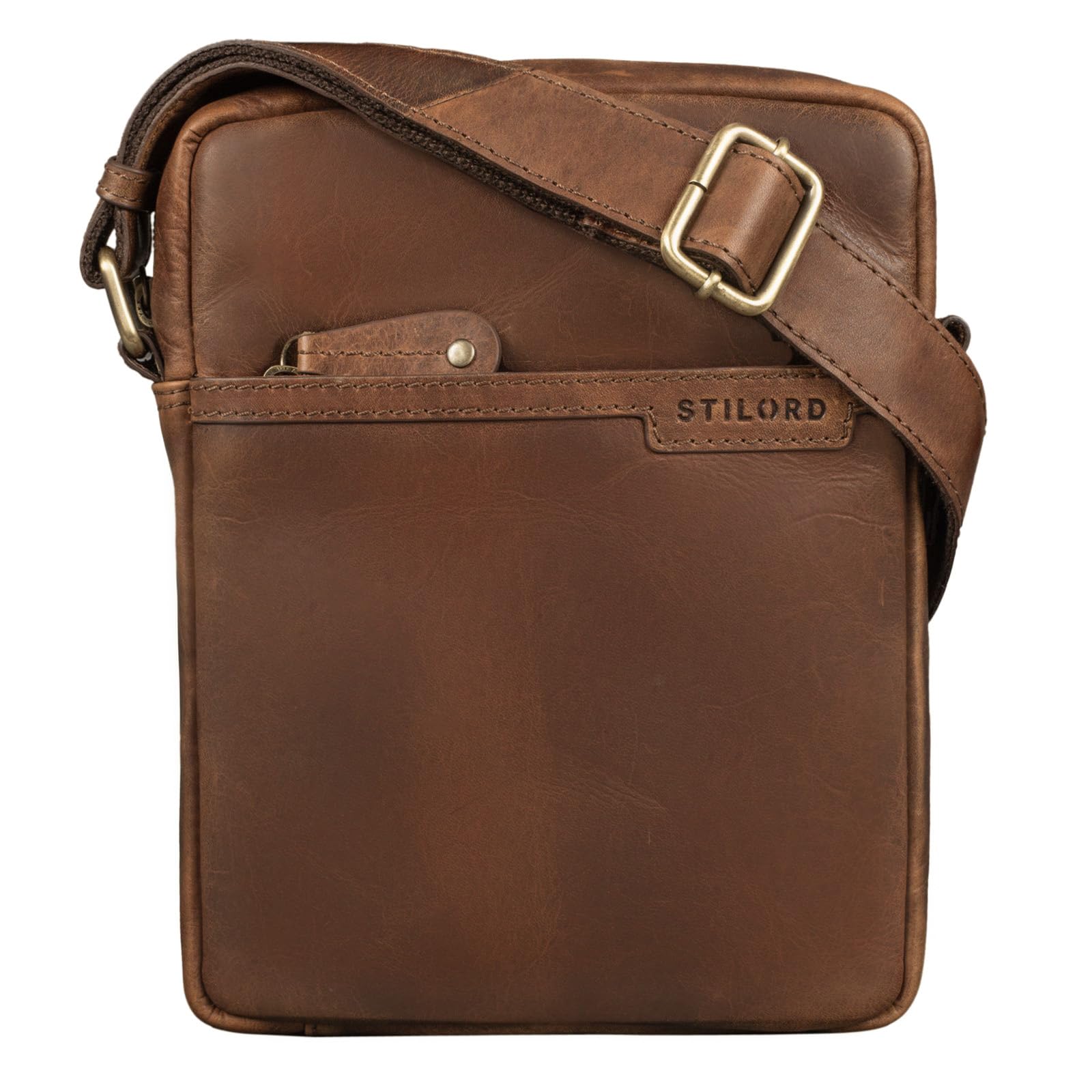 STILORD Blake Herrentasche zum Umhängen Leder Kleine Schultertasche Männer 8 Zoll Messenger Bag DIN A5 Echtes Vintage Leder Farbe:Mocca - Dunkelbraun