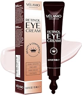 VELAMO ADVANCED Retinol Eye Serum with Caffeine, Hyaluronic Acid, Peptides and Ceramides 0.5 FL OZ/15 mL