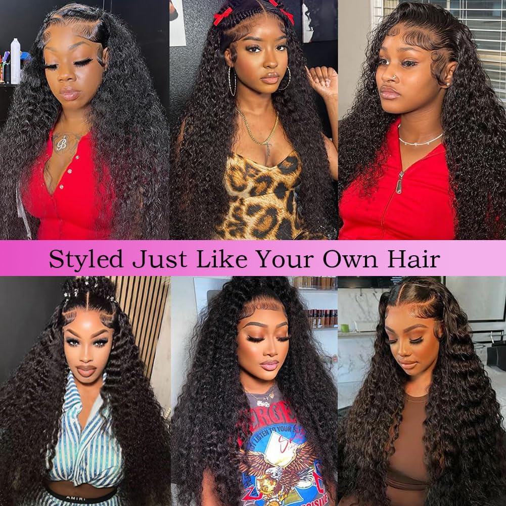 22 Inch Deep Wave Lace Front Wigs Human Hair 13x4 HD Transparent Deep Curly Lace Frontal Wigs Human Hair Glueless Wig pre Plucked 200% Density Natural Color