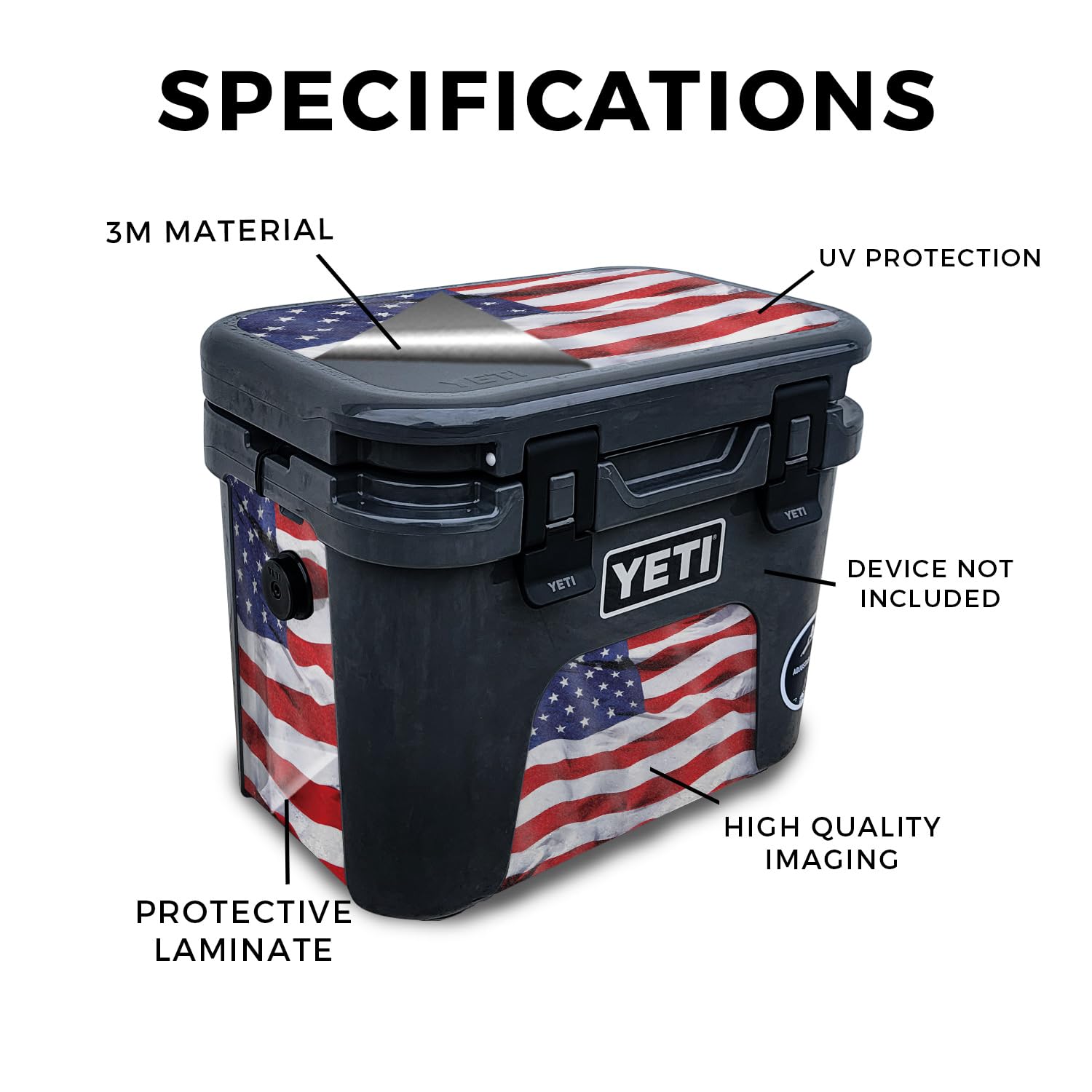 Błyszcząca brokatowa skórka kompatybilna z Yeti Roadie 15 Hard Cooler - flaga amerykańska - winylowa folia ochronna premium 3M - łatwa do nałożenia, wyprodukowana w USA przez MightySkins