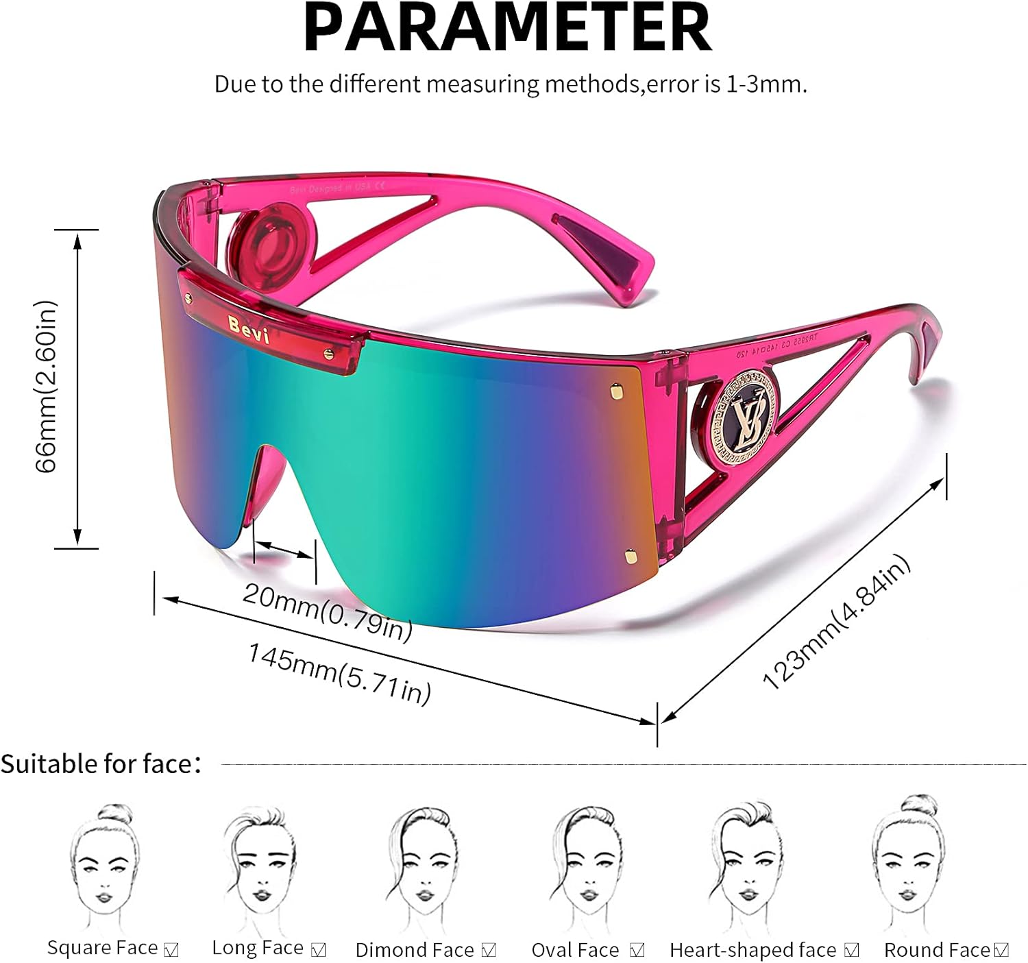 Miniatura 2 de Bevi Lentes de sol deportivos polarizados con marco TR90 duradero y flexible ultraligero para hombres y mujeres correr conducir ciclismo