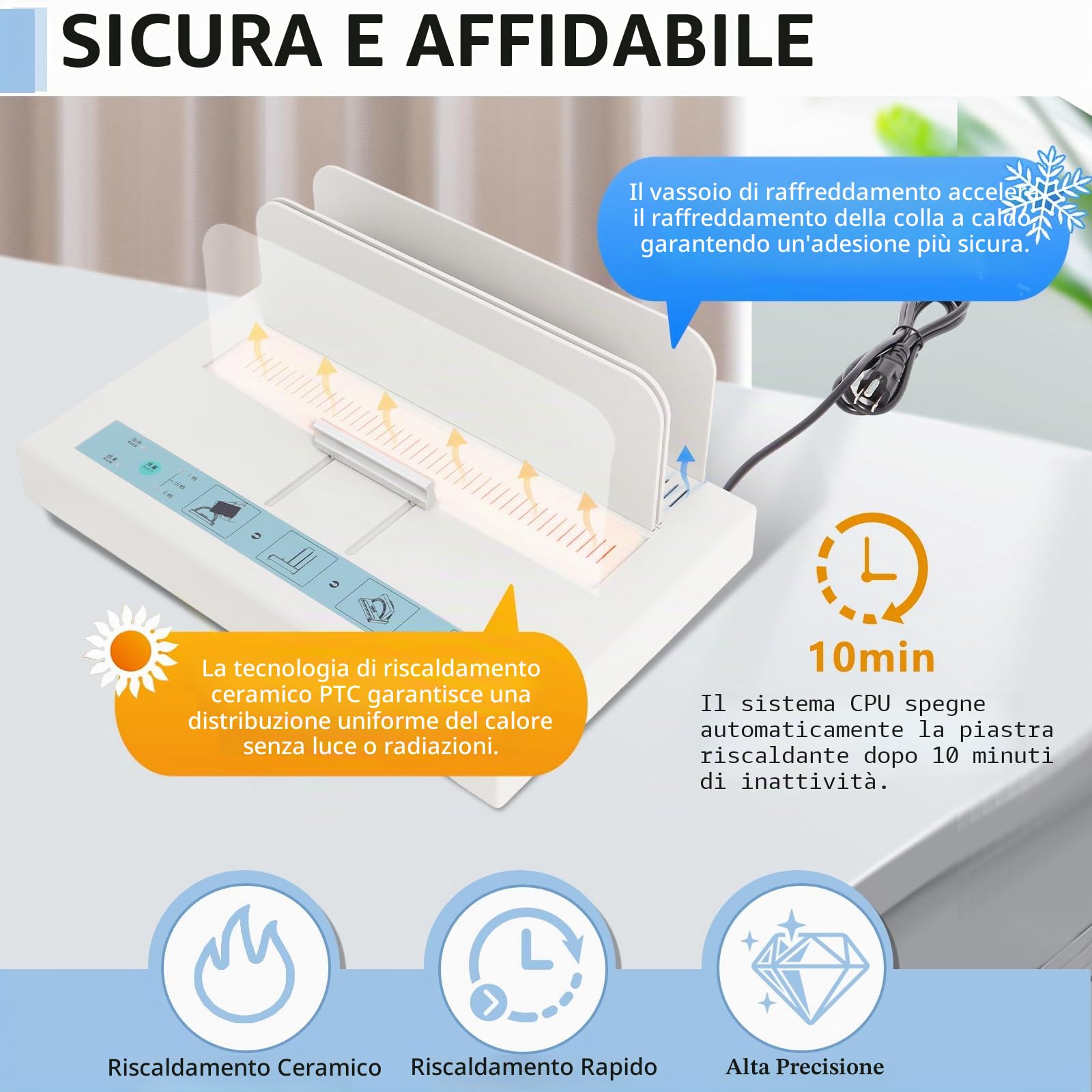 Macchina per rilegatura termica 500 fogli di capacità libro materiale di rilegatura 110 V Macchina per rilegatura A3 (bordo corto)/A4/A5 Raccoglitore di calore per documenti