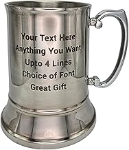 Personalised Engraved Stainless Steel Tankard, Personalise with Any Message.
