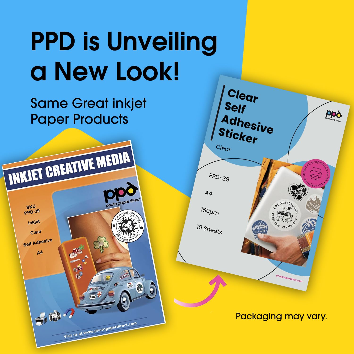 PPD A4 10 Fogli Di Carta Vinile Adesiva Trasparente Per Stampanti Inkjet - PPD-39-10