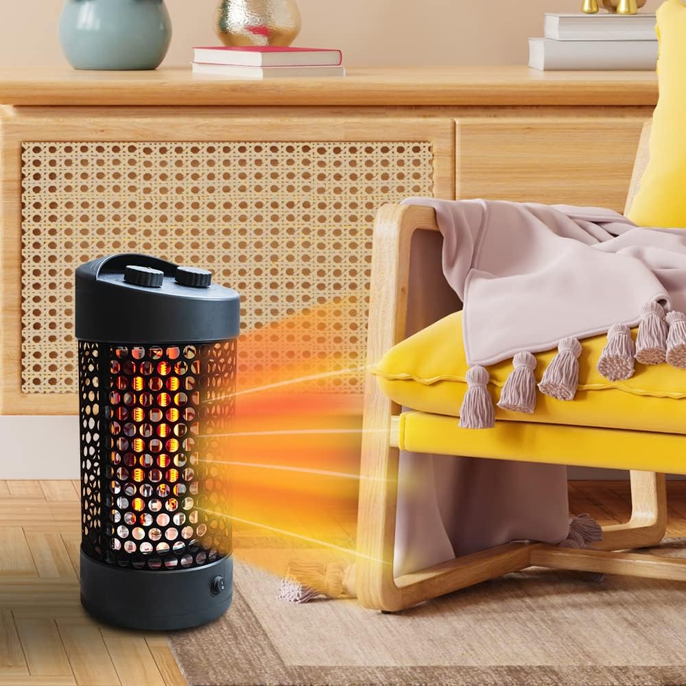 1200W Portable Infrared Space Heater w/ 4 Adjustable Modes, Oscillation, Tip-Over & Overheating Protection, Safe for Indoor Use in Bedroom, Garage, Office (EDH-DCM)