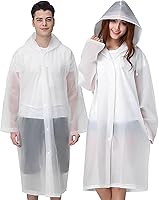 Cosowe Reusable Rain Ponchos for Adults - 2 Pack Waterproof Hooded Raincoats with Drawstring, One Size Fits Most Men Women
