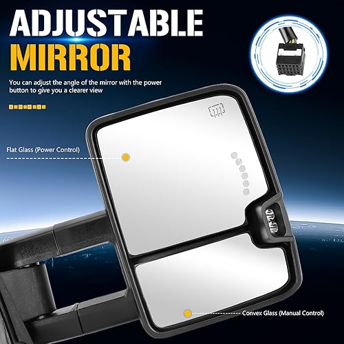 Miniatura 3 de Espejos de remolque aptos para Chevrolet Silverado GMC Sierra 1500 2015-2018 Sierra Silverado 2500 3500 HD 2015-2018 con luz de giro de humo