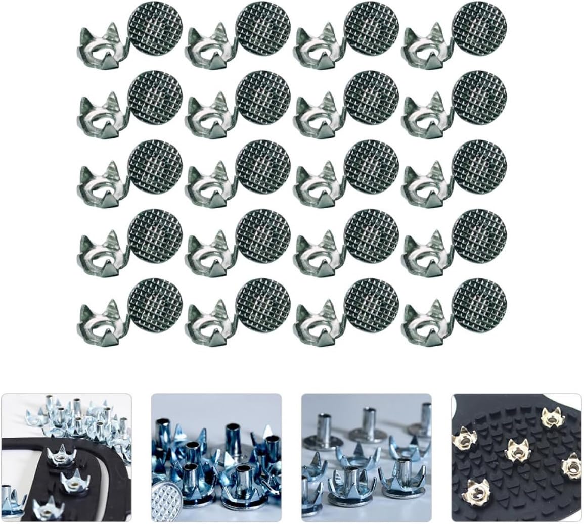 Ciieeo 20pcs Anti-Slip Grippers Ice Cleats Spikes with 5 Teeth Shoe Crampons Non-Skid Snow Traction for Outdoor Hiking Winter Footwear
