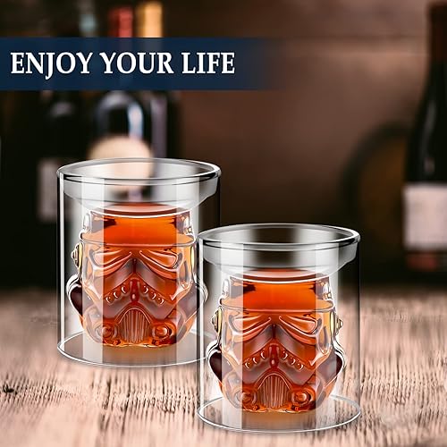 Miniatura 10 de Juego de decantadores de whisky transparente creativo con 2 vasos de 51fl oz jarra de frasco para vino vodka licor escocés bourbon para hombre
