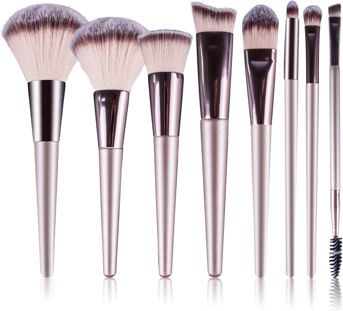 Diolee 8 Pcs Makeup Brush Set Professional Wood Handle Premium Synthetic Kabuki Blending Flat Contour Eye Sculpting Face Powder Angled Brow Lip Brush Tool Brushes Kit