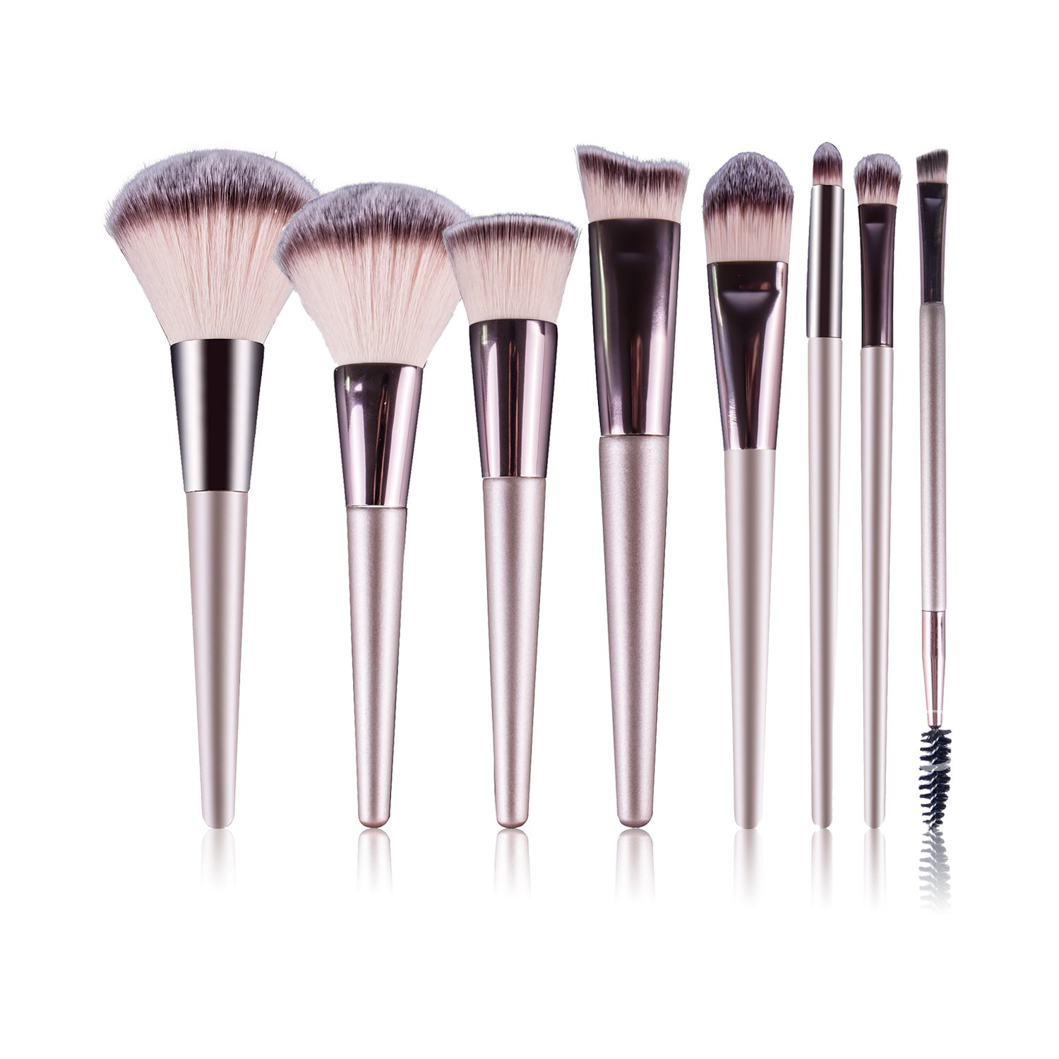 Diolee 8 Pcs Makeup Brush Set Professional Wood Handle Premium Synthetic Kabuki Blending Flat Contour Eye Sculpting Face Powder Angled Brow Lip Brush Tool Brushes Kit