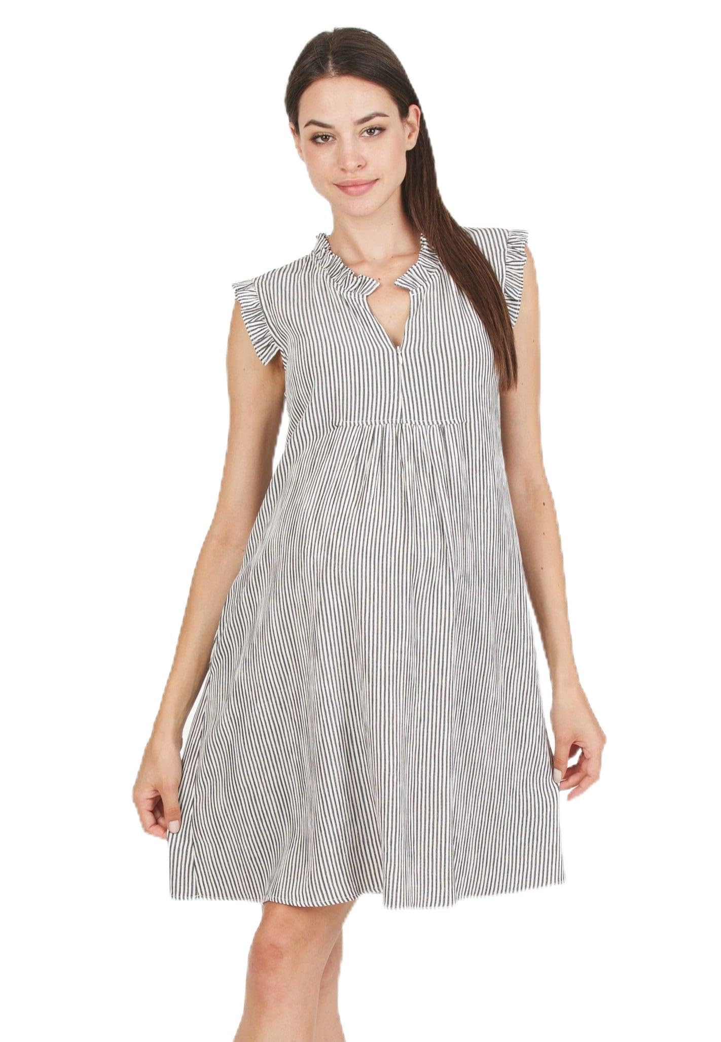 Robe rayée à Volants ATTESA pour la Grossesse et l'allaitement
