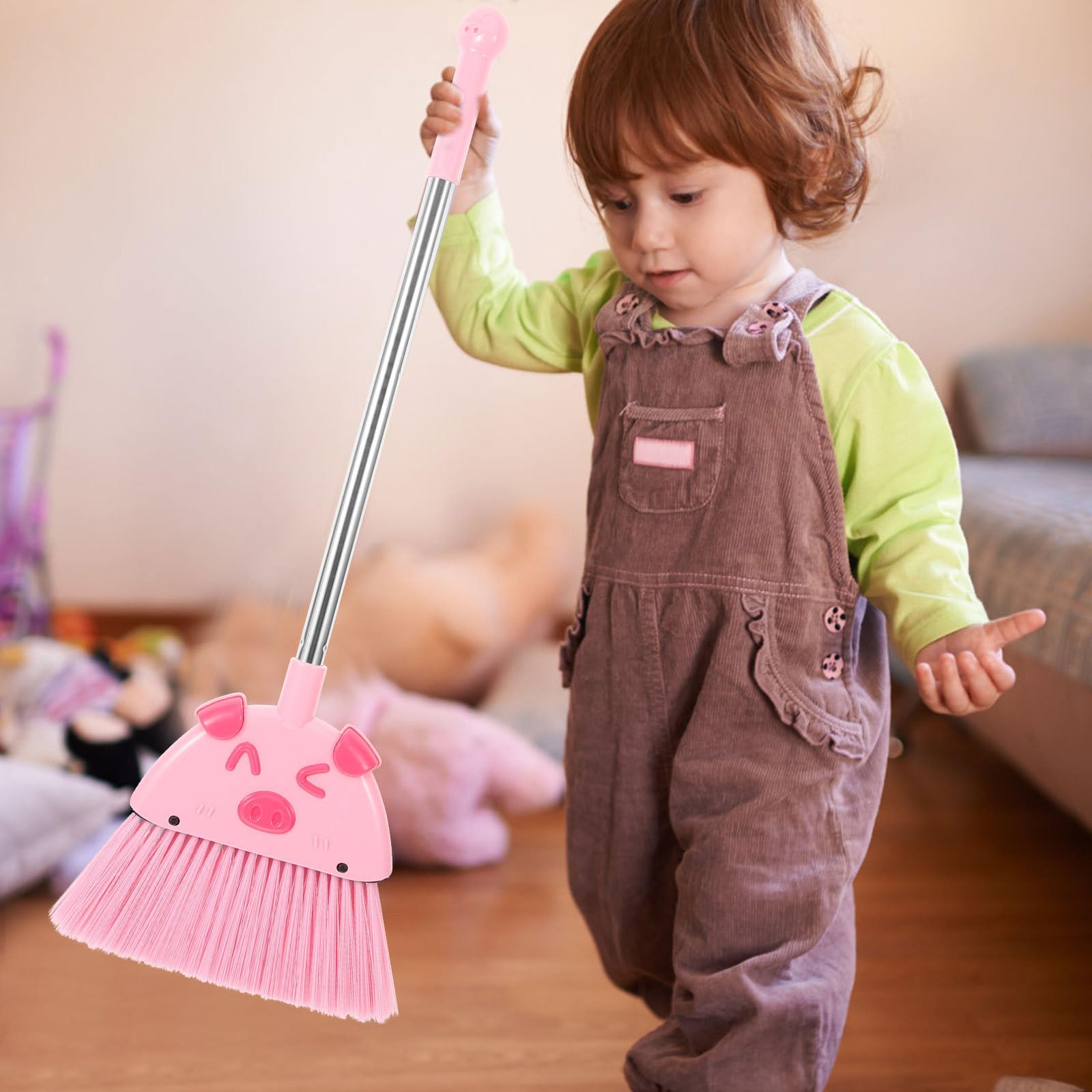 Set Pulizia Scopa e Paletta in Plastica a Forma di Cartone Animato, Facile da Mantenere e Sicuro per L'ambiente, per Casa e Asilo Nido