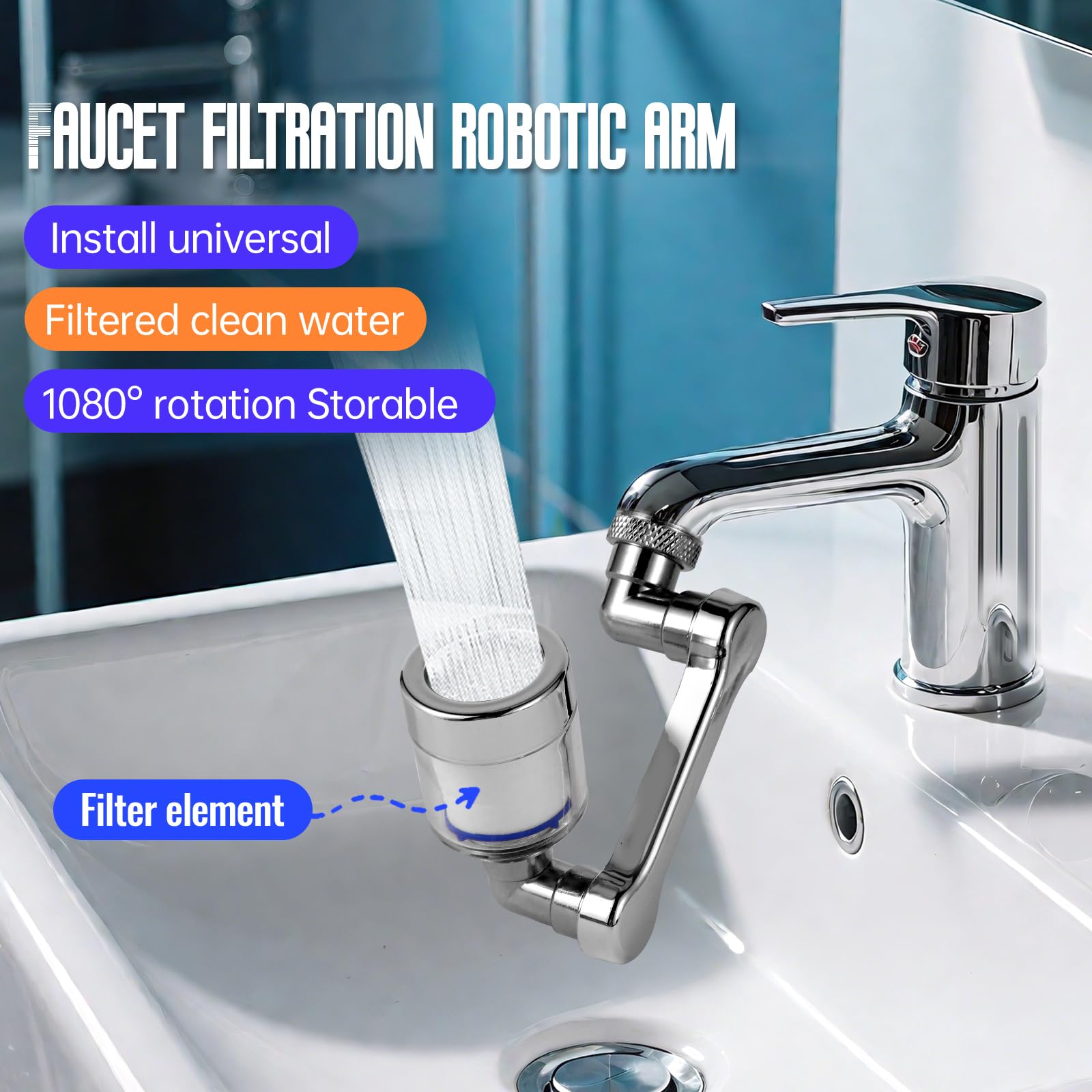 5 faucet filters - kitchen sink bathroom sink alternatives - faucet extender PP cotton - strong filter to — view 7