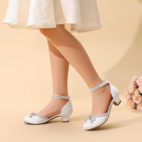 Miniatura 3 de DREAM PAIRS - Zapatos de vestir para niñas, con punta cerrada, tacones bajos, correa al tobillo, para bebé, niña pequeña, niña grande, fiesta, boda,
