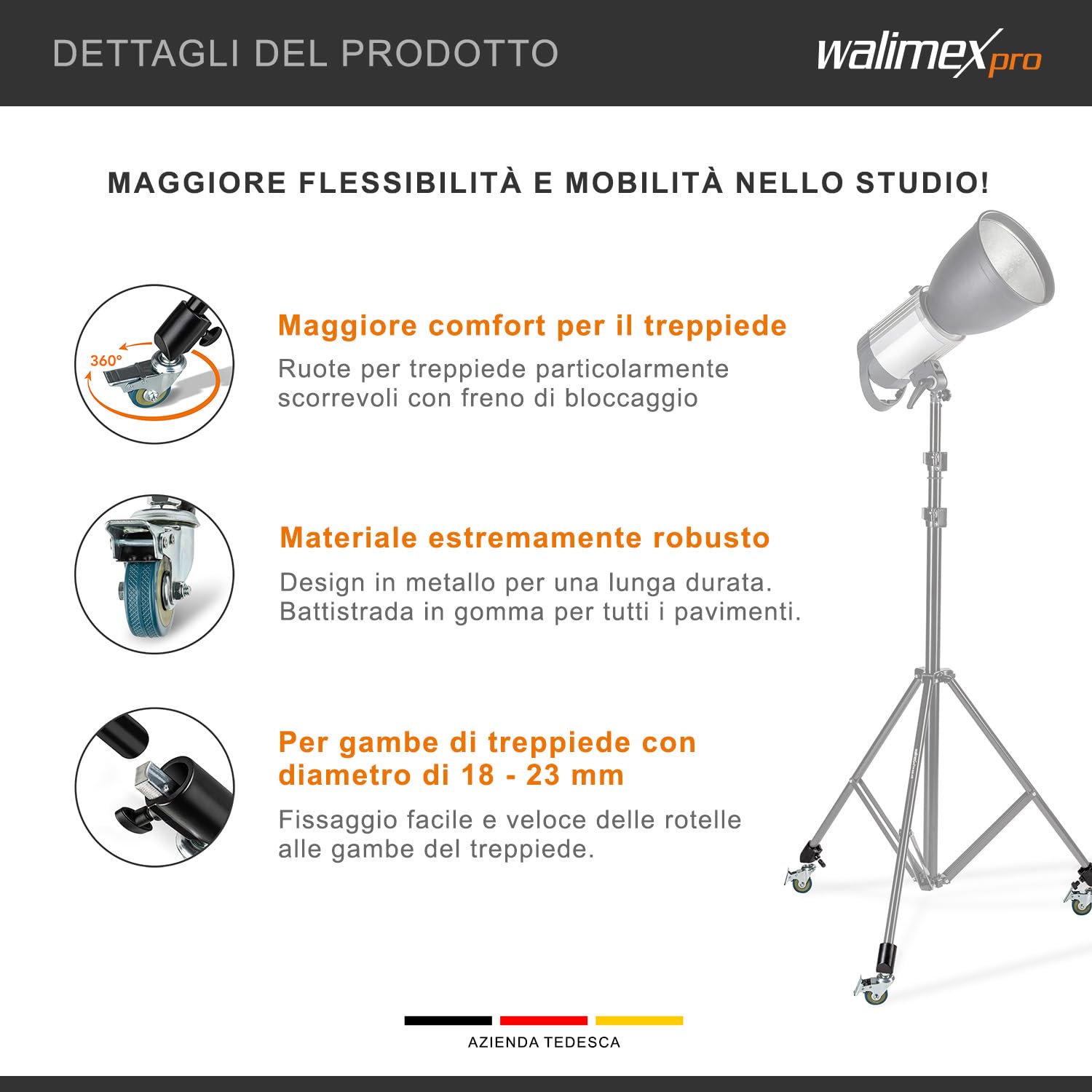 LLKOZN 6 pezzi 22 mm Photo Studio Universale Rotella Treppiede Cinghia Disco Pesante per Luce Stand / Studio Boom