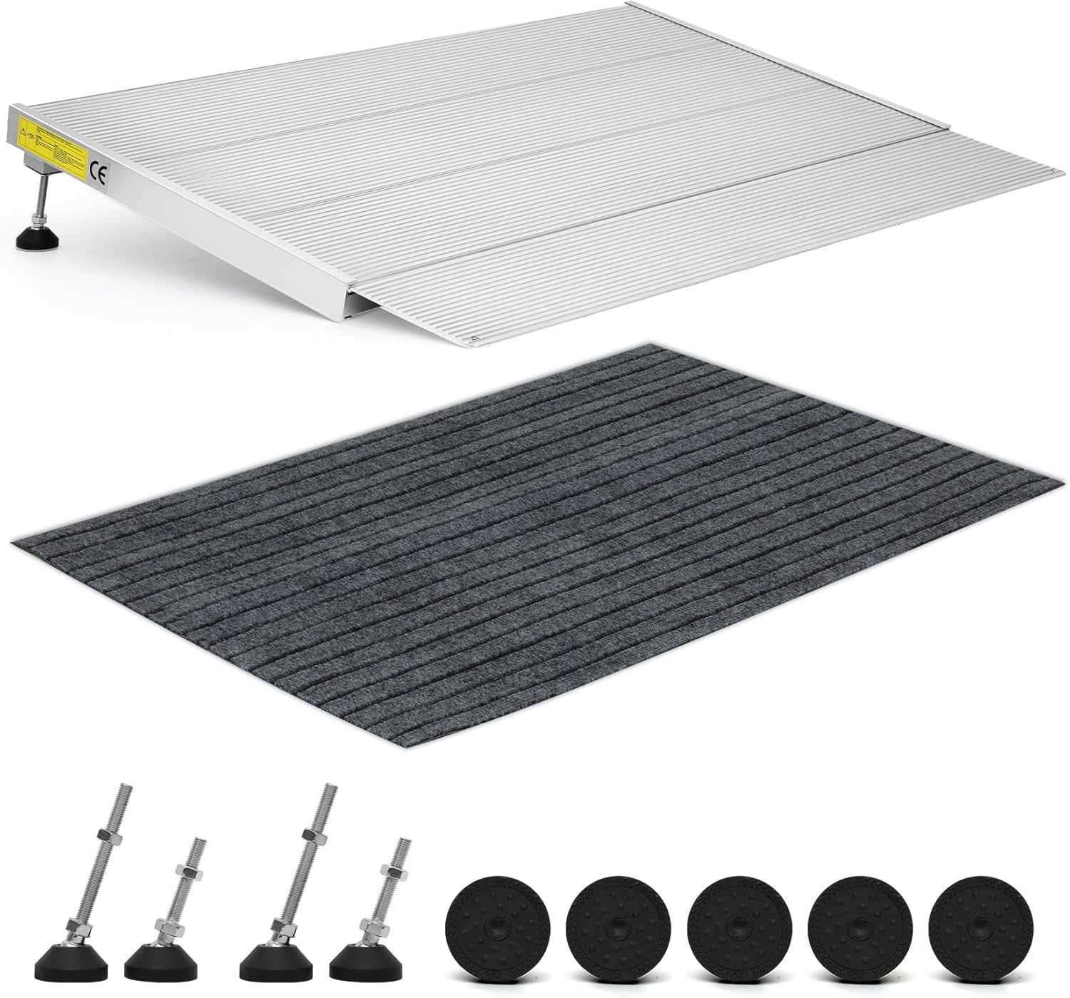 Height Adjustable Door ramp 4.5 inch Rise for wheelchairs Household Ramp for Elderly Wheelchair/Stroller/Disabled Complimentary Non-Slip Adhesive pad