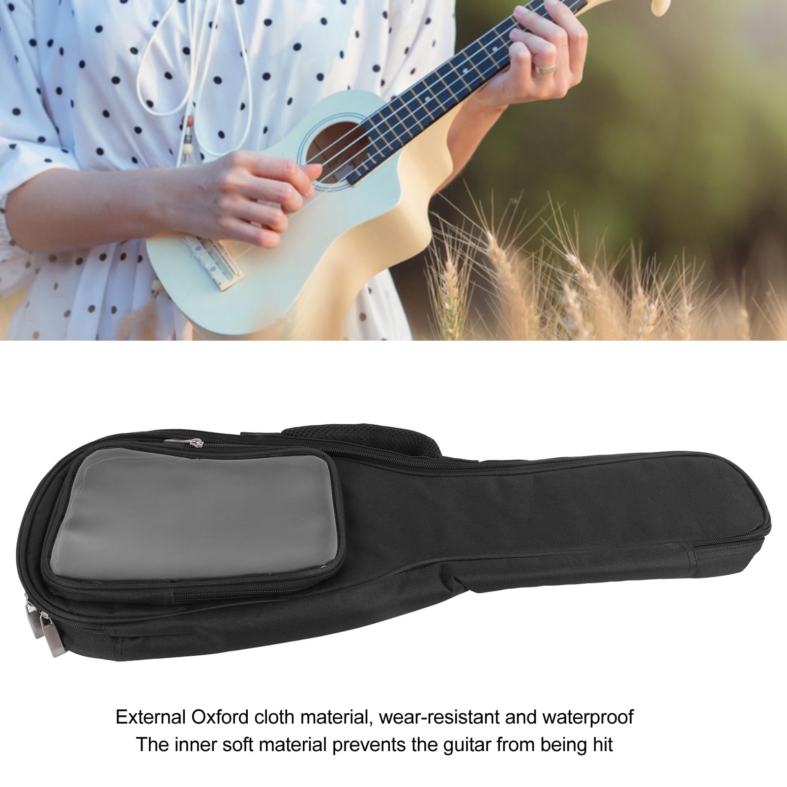 Sorandy Mochila para Guitarra, Mochila de Tela Oxford, Bolsa de Viaje para Guitarra con Cómodas Correas para los Hombros y Asa, Ideal para Acústica, Atril, Pedal de Efectos y Rendimiento (Black)