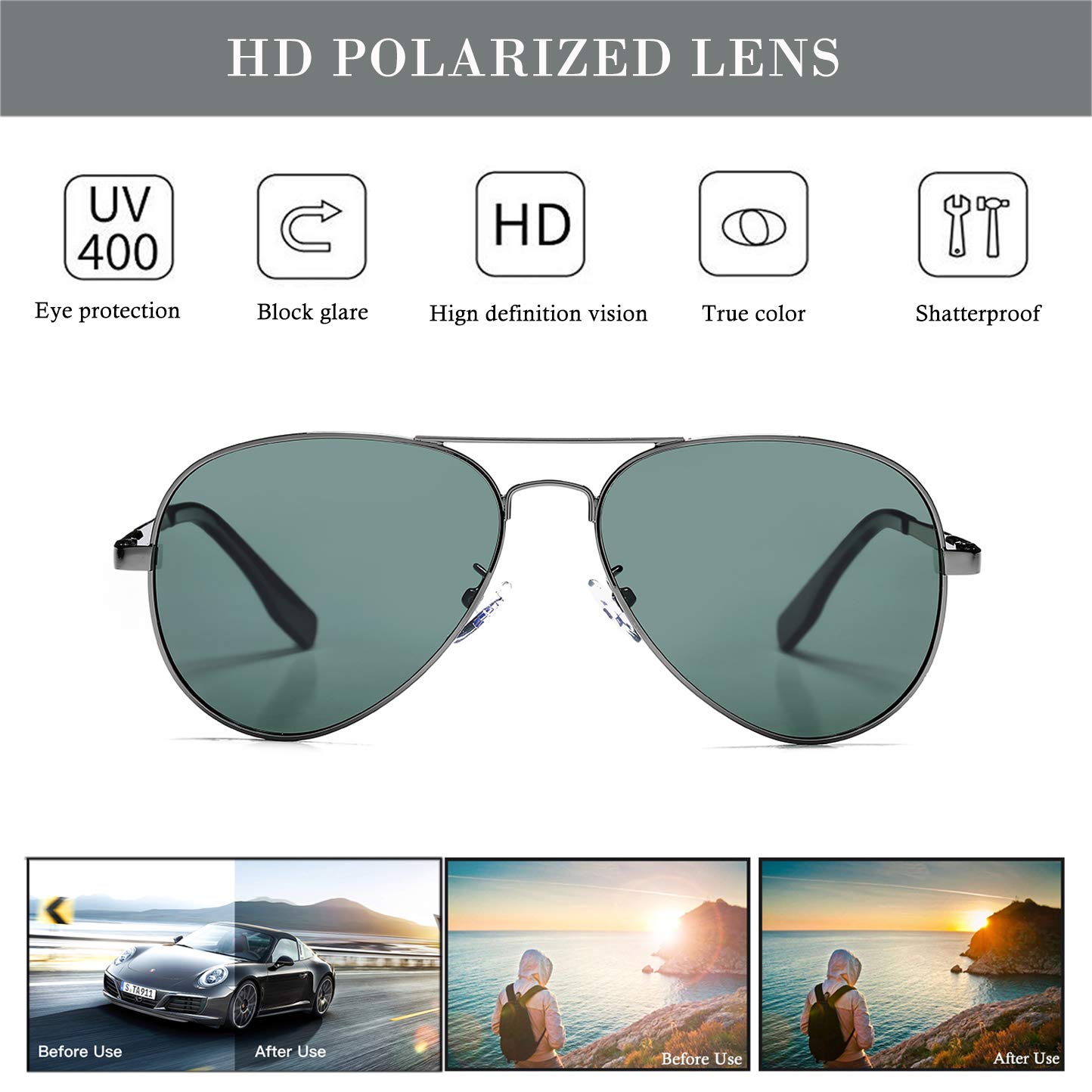 HJSTES Polaryzacyjne okulary przeciwsłoneczne dla dzieci, dla dziewcząt, chłopców, klasyczne okulary juniorów, ochrona UV400, 52 mm